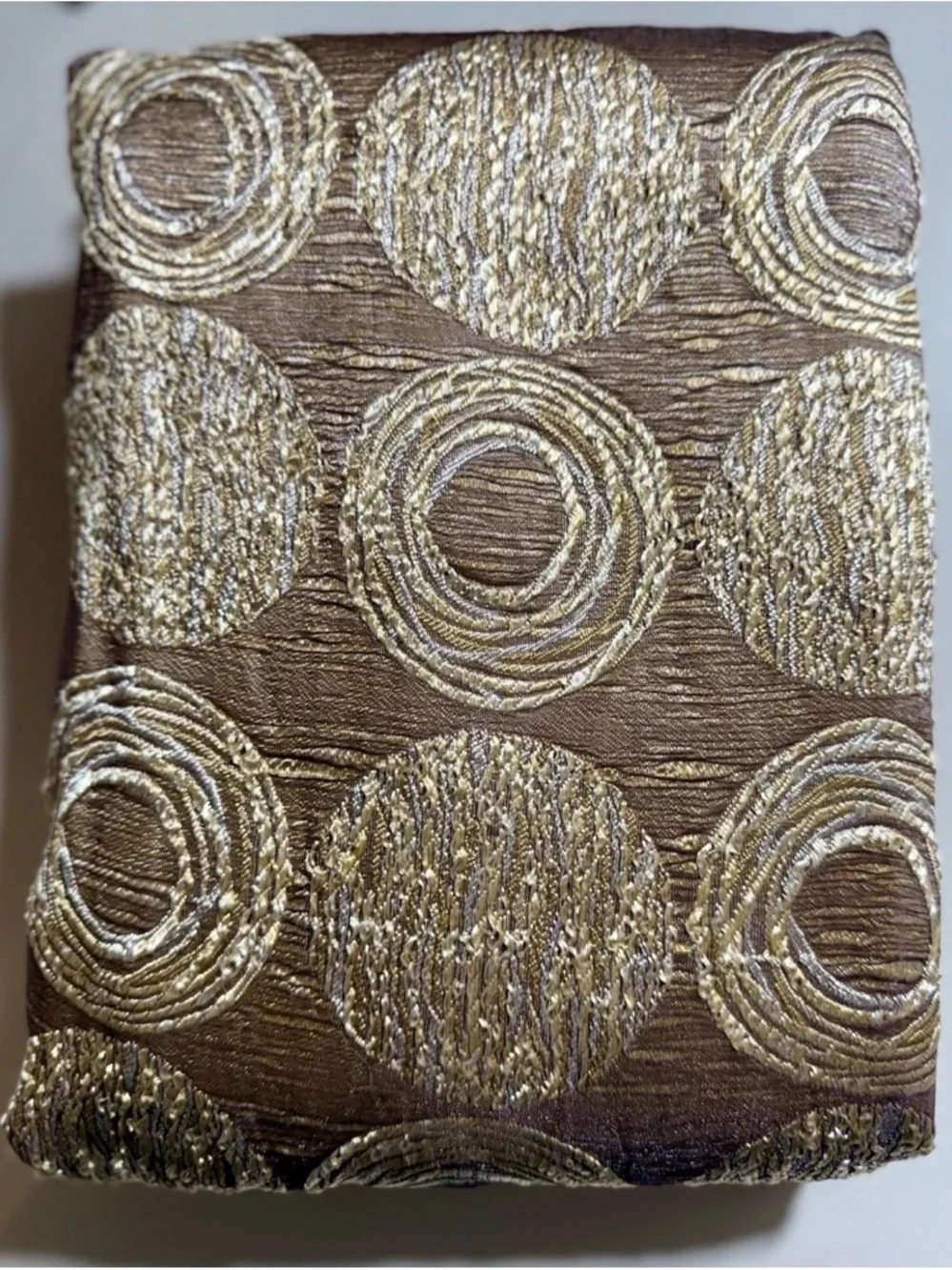 NEW IN PACKAGE-Avanti Brown and Gold Textured Circle Shower Curtain Panel